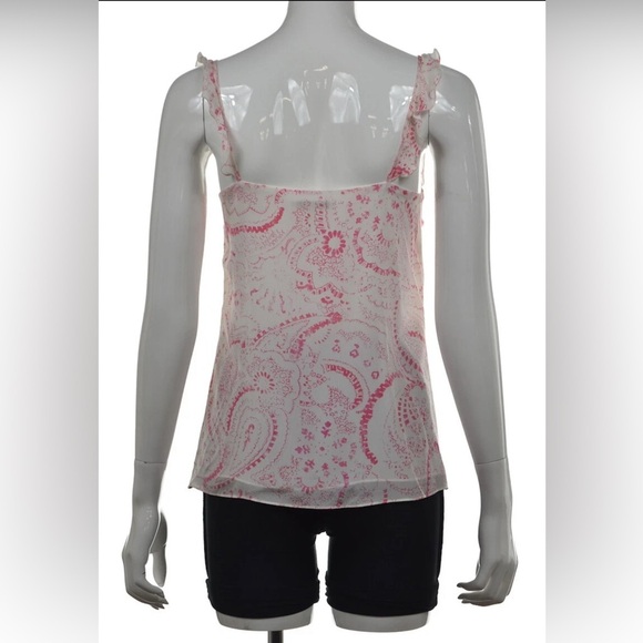 Banana Republic Pink Patterned Ruffle Tank Small - Picture 3 of 7
